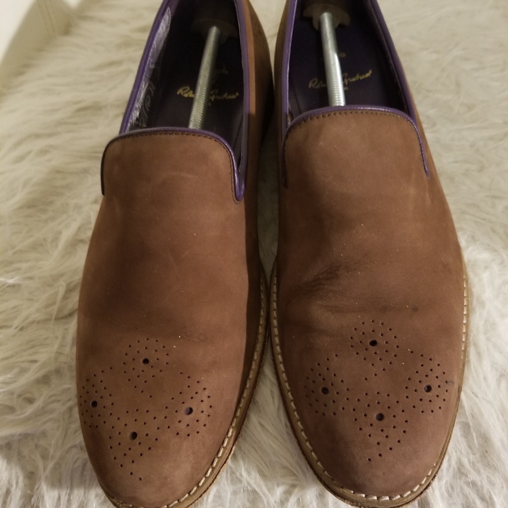 Robert Graham mens fine suede shoes, Brown, US 10